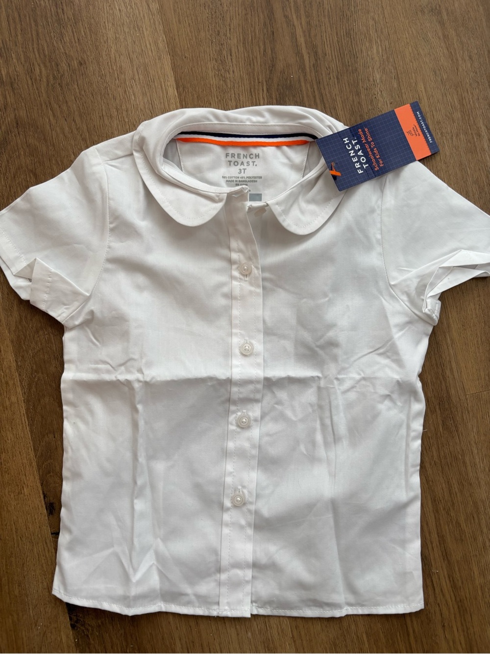 French Toast White Short-Sleeve Peter Collar Button-Down Shirt